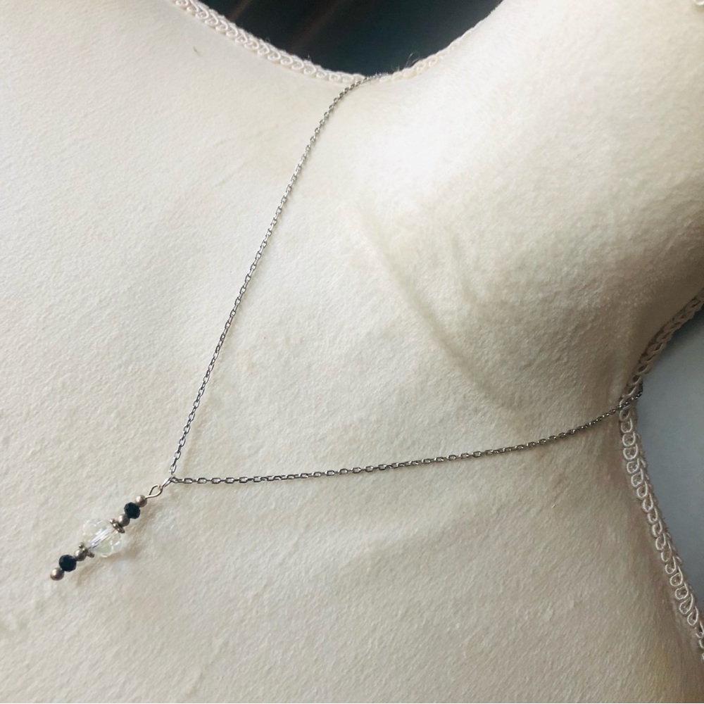 Handcrafted aura quartz crystal pendant on chain necklace